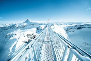 the unique Peak Walk by Tissot, a suspension bridge at 3000m linking two peaks