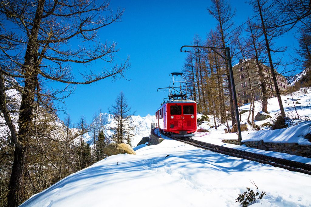 The iconic red Montenvers train